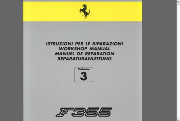 Ferrari 355 F355 Service Workshop Manual 1994 - 1999