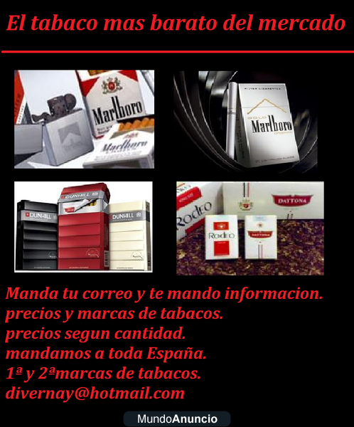 tabaco a precios inpensables.