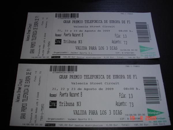 Entradas GP de Europa de F1 Valencia