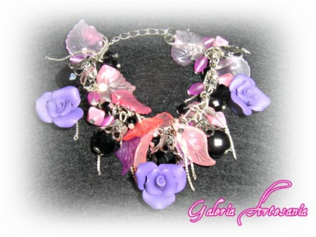 Pulsera Vintage Rosas Lilas