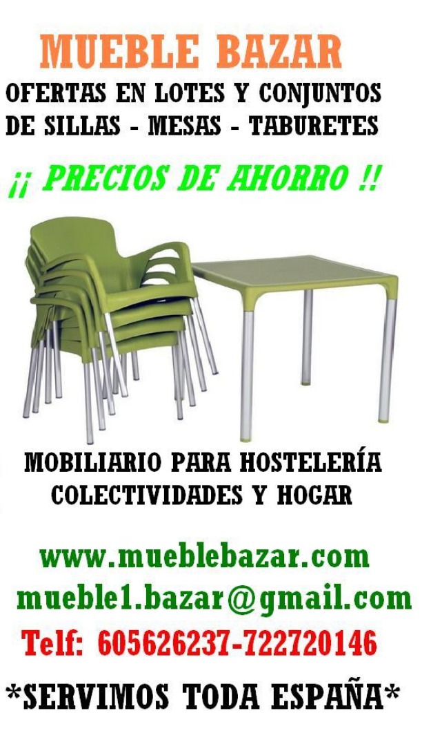 Sillas y mesas para hostelería con los mejores precios en mueble bazar