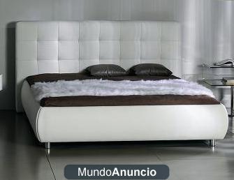 Cama de diseño ecopiel color blanco. Liquidación stocks