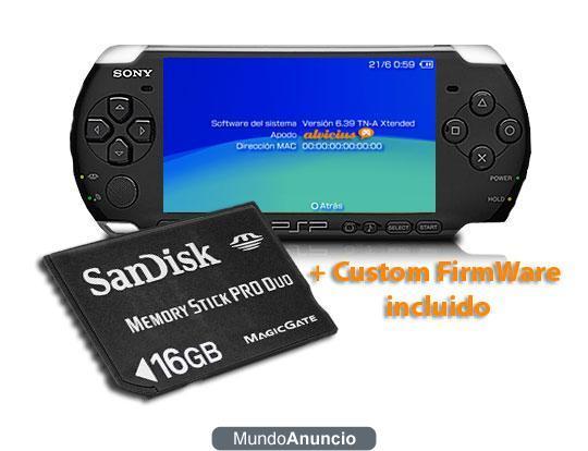 tarjeta de memoria psp 16gb configurada para liberar psp + juegos