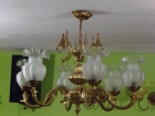 Impresionantes lamparas de bronce de seis brazos con tulipas de cristal - mejor precio | unprecio.es