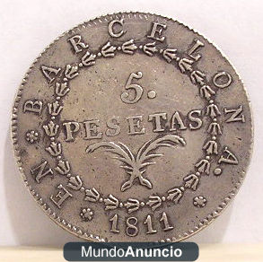 vendo una moneda de plata 5 pst del año 1811