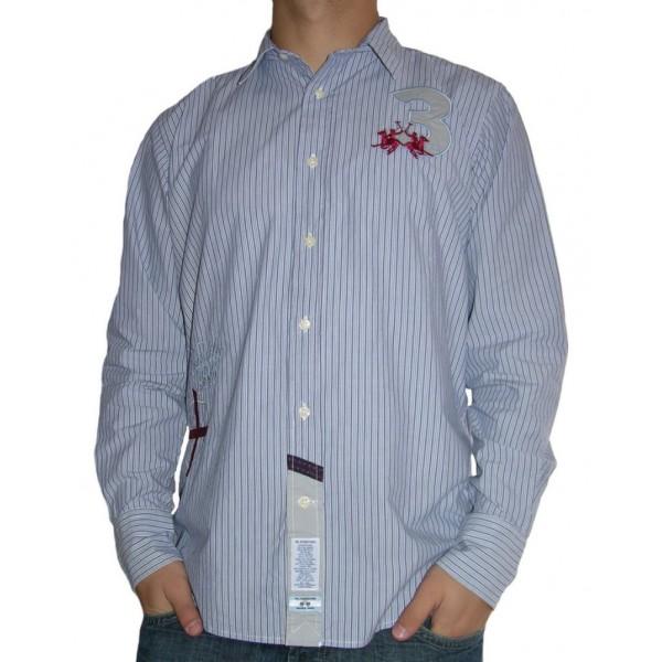 AUTENTICA CAMISA LA MARTINA de HOMBRE modelo RED CROSS 2010 azul de rayas