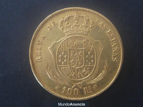 100 REALES DE ORO, DE ISABEL II, 1862, CECA SEVILLA.