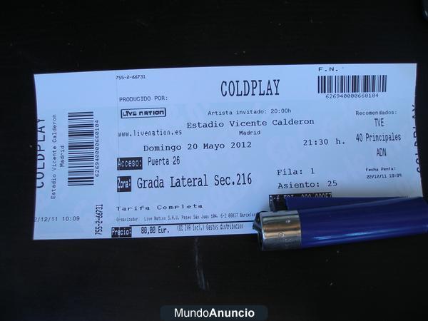 MECHERO+ENTRADA COLDPLAY