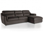 Sofa + chaise longue tapizado en piel color chocolate - mejor precio | unprecio.es