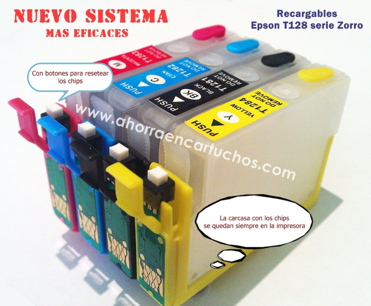 Cartuchos Recargables Epson T128 Zorro -  Ahorra hasta un 90%