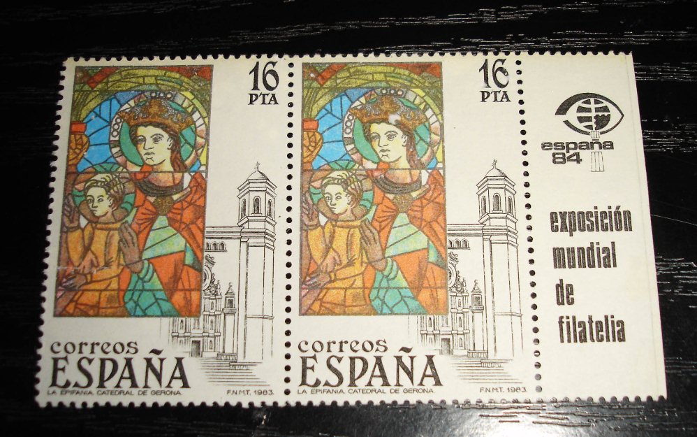 sellos Exposic Mundial Filatelia 84-catedral Gerona