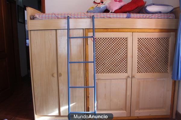 cama litera + dos armarios