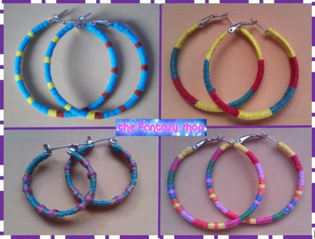 Pendientes – aros hechos de hilo (a mano)