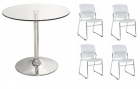CONJUNTO KOS 01, mesa de diseño, cristal y 4 sillas CAROL - mejor precio | unprecio.es