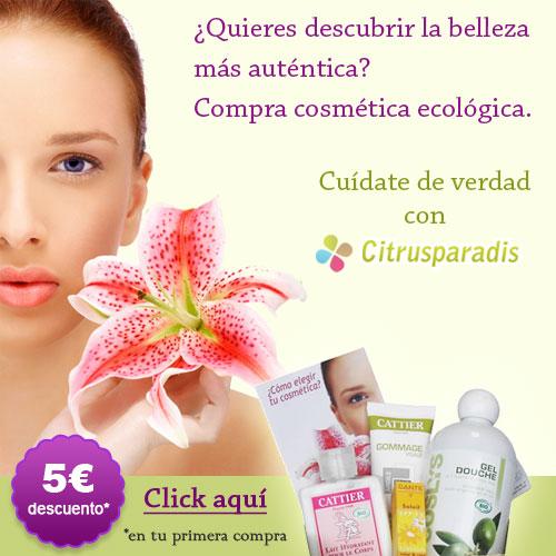 5 euros de descuento en tu primera compra.Descubre la cosmetica ecologica de Citrusparadis