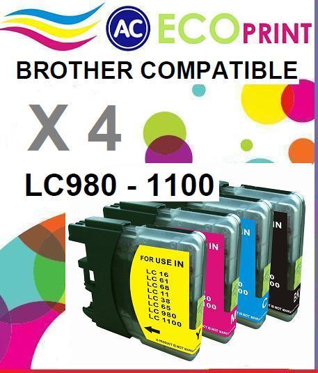Pack 4 cartuchos compatibles BROTHER LC980 / 1100