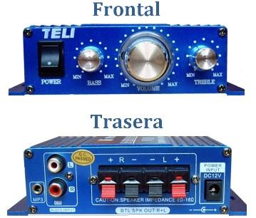 Pequeño y potente amplificador con fuente de alimentación para casa oficina o coche moto