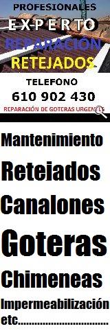 Tejados, terrazas, retejados, canalones, goteras, chimeneas, velux, claraboyas, lucernario