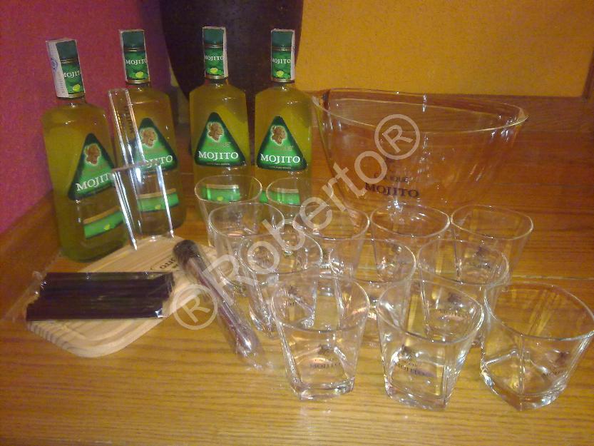 Kit de Fiesta Cacique Mojito Botellas vasos cubitera tabla machacahielos   etc