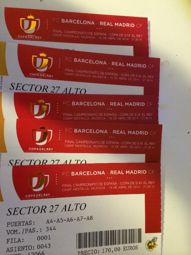 5 entradas final copa 16 abril (real madrid)