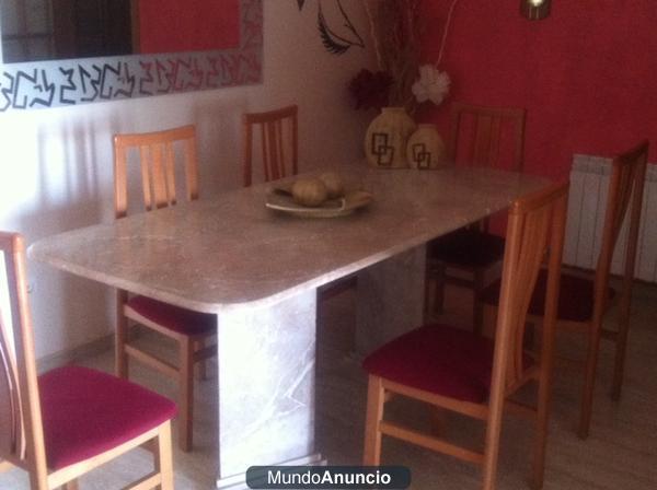 Conjunto mesa centro y comedor Marmol