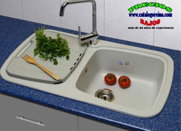Fregaderos.Fregadero Modelo EROS C/Tapa 87x49,6 Granito Gris