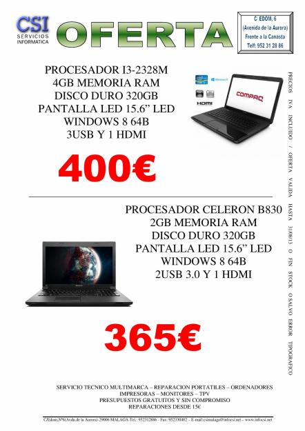 Portátil HP CQ58 / Lenovo nuevo 400€/365€ con garantía