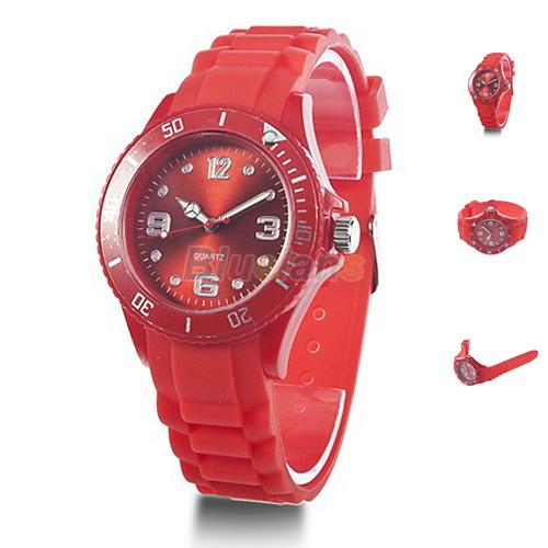 reloj unisex de silicona rojo