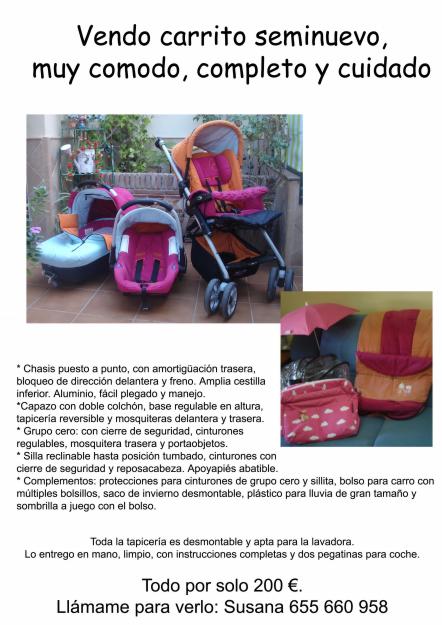 Carrito Jané muy cuidado, completo y cómodo