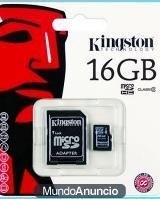16gb, memoria,micro sdhc, tarjeta con adaptador a sd.marca kingstone