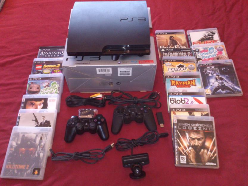 PS3 Slim 250 Gb accesorios y 19 juegos