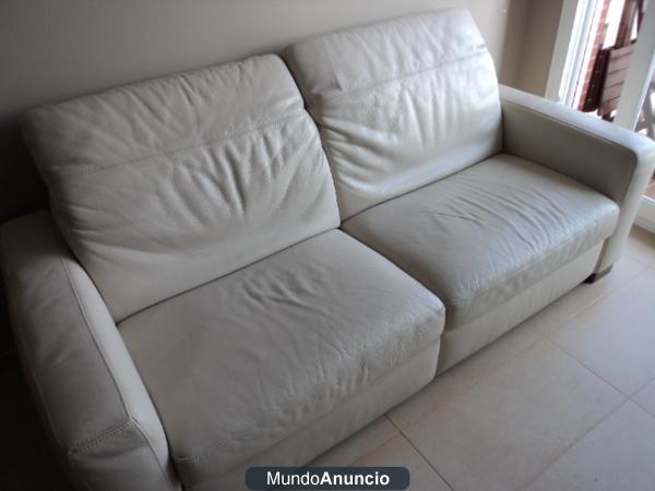 SOFA PIEL CREMA, CON TRANSPORTE