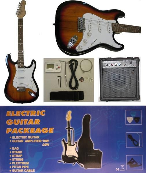 KIT GUITARRA ELECTRICA ST SUNBURST Y AMPLIFICADOR