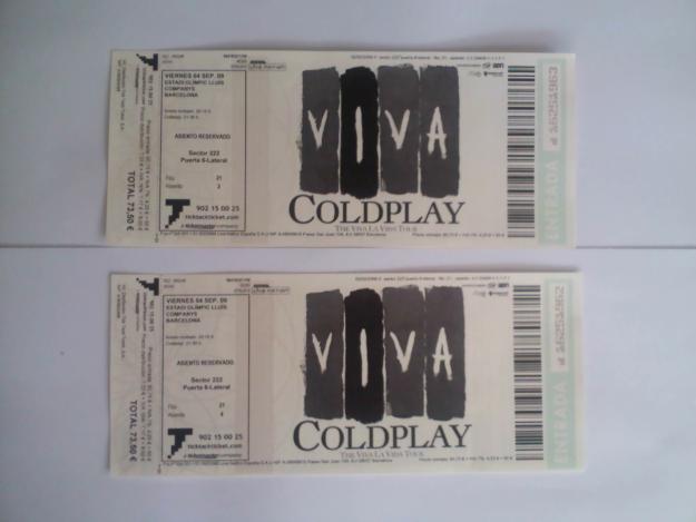 VENDO 2 ENTRADAS PARA EL CONCIERTO DE COLDPLAY