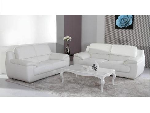 Conjunto de sofás de piel italiana color Blanco. Liquidación