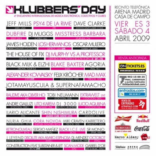 Venta ENTRADAS KLUBBERS DAY 2009 x 60 Euros 2 días!