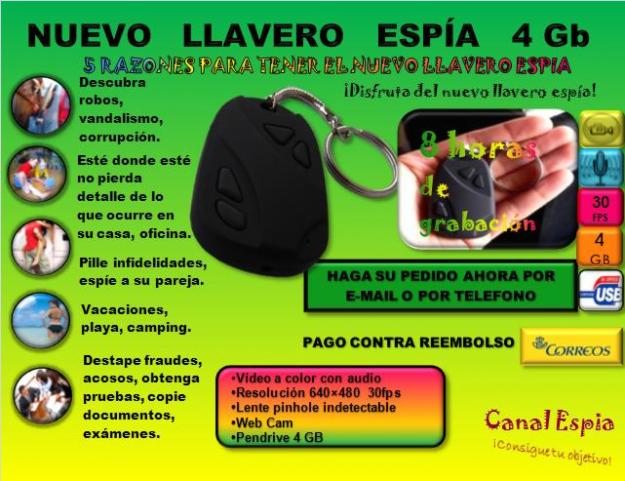 NUEVO LLAVERO ESPIA 4GB ALTA RESOLUCIÓN 640X480 30 FPS (MEMORIA INTERNA INTEGRADA)