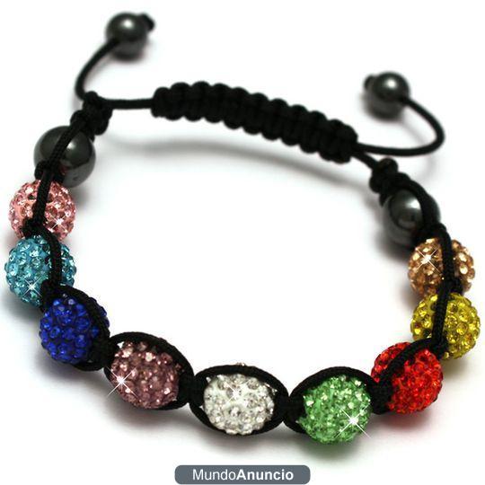 Pulsera shamballa 9 bolas multicolor