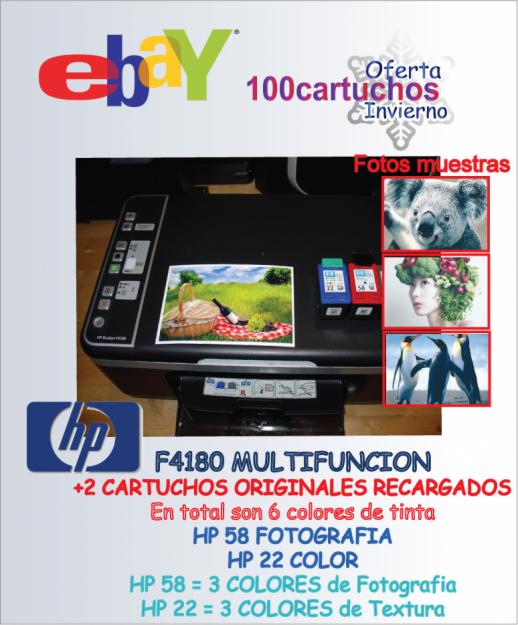 Impresora hp multifuncion fotografico deskjet f4180 cartuchos original 58 22 Semi Nuevo