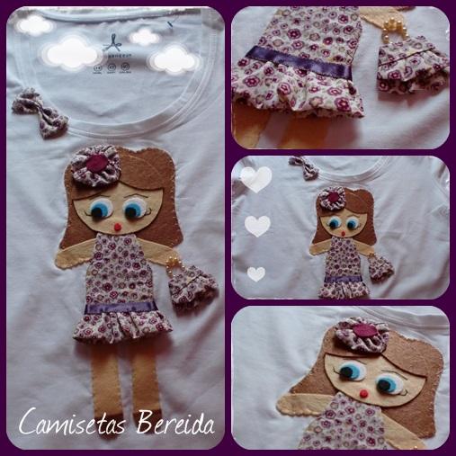 camisetas con muñeca en fieltro y tela