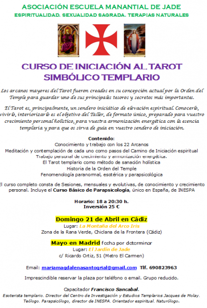 Curso de tarot iniciático templario en cadiz