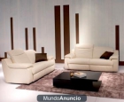Conjunto sofás piel crema con relax y reposacabezas articulados - mejor precio | unprecio.es