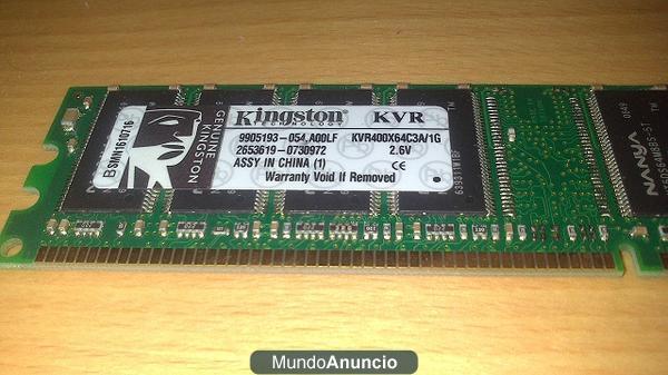 VENDO MODULO MEMORIA RAM DDR 1GB 400 MHZ KINGSTON