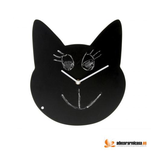 Set 2 relojes de pared pizarra Gato