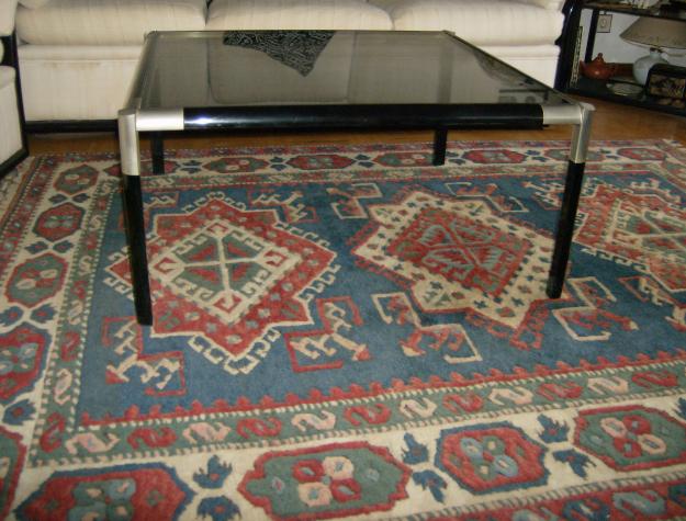 Mesa de tresillo negro con vidrio