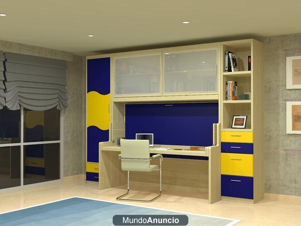 camas abatibles en vertical/muebles juveniles/mueble juvenil lacado Madrid