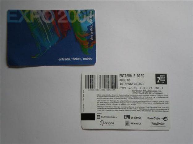 2 Entradas Expo Zaragoza 2008. 3 días