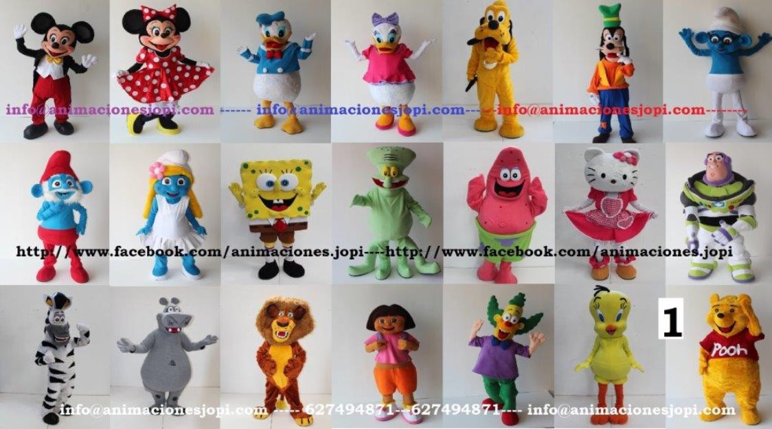 disfraces cabezudos de personajes infantiles