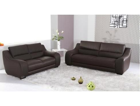 conjunto de sofás de piel italiana color marrón chocolate. Nuevos