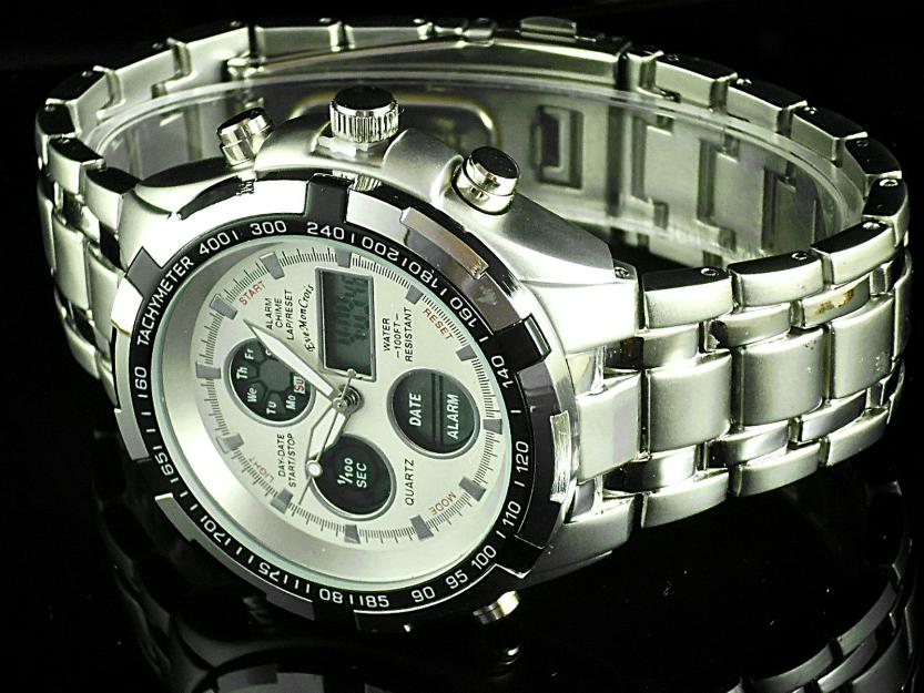 Reloj multifuncional analogico/ digital hombre acero